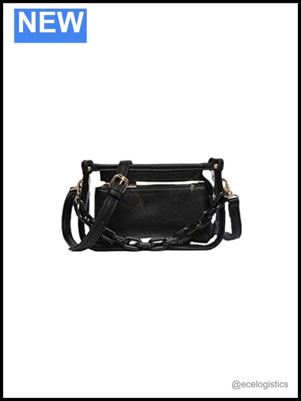 Clear Crossbody Bag Vegan Leather Adjustable Chain Strap